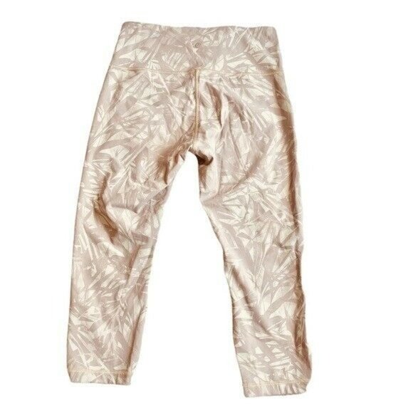 Lululemon Wunder Under Crop (High-Rise) 21" - Shadow Leaf Light Ivory Muse Sz 10 - Picture 3 of 7